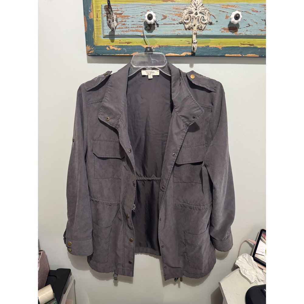 Umgee women's cargo jacket in a‎ grey/charcoal